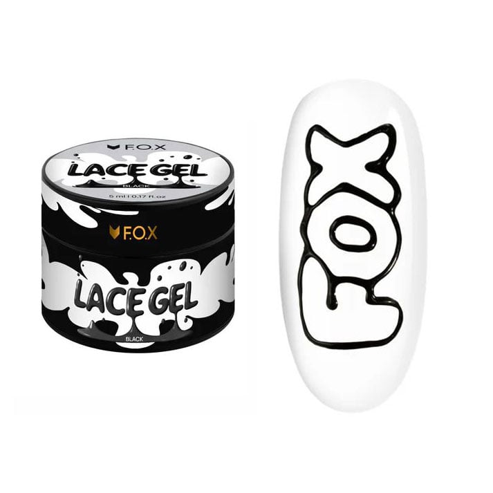 Гель-фарба для нігтів F.O.X Lace Gel, Black, 5 мл